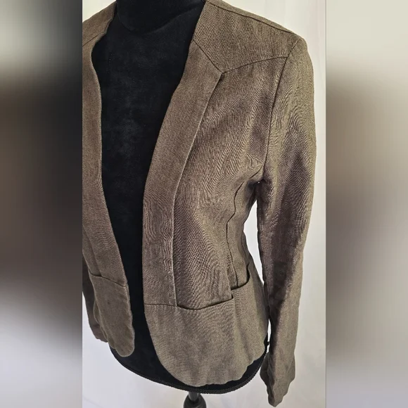 Young Fabulous & Broke women S blazer 100% linen open front pockets olive, lined - Picture 8 of 9